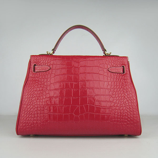 7A Replica Hermes Kelly 32cm Crocodile Veins Leather Bag Red 6108 - Click Image to Close